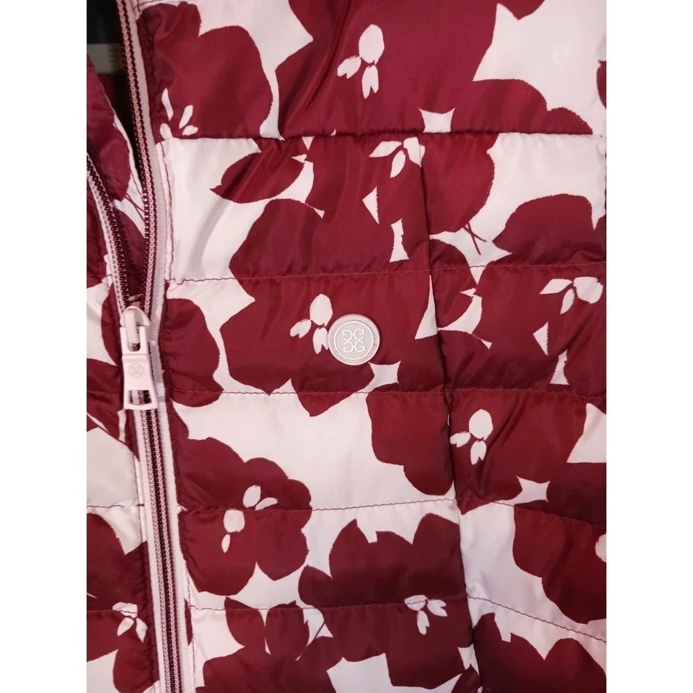 NWT G/FORE Women's M Floral Quilted Golf Vest White Burgundy Full Zip $250 MSRP